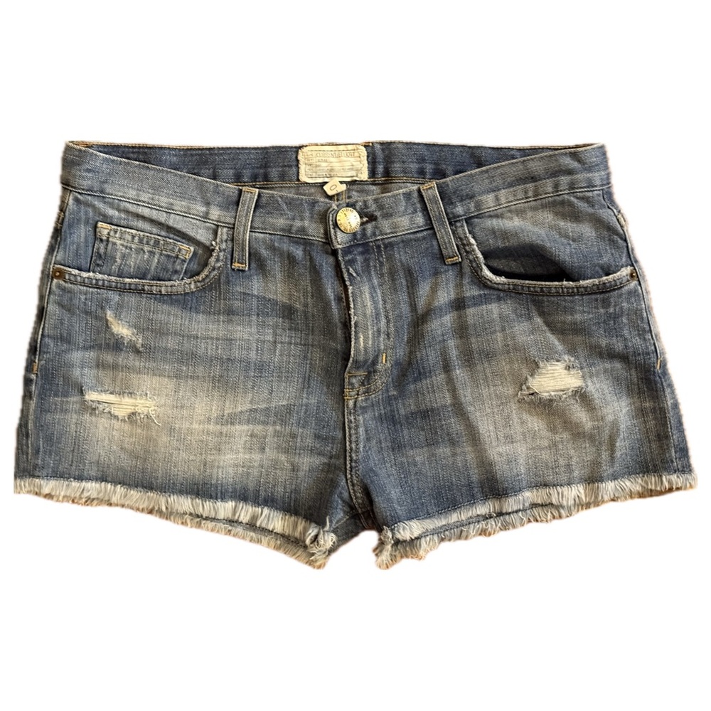 Current/Elliott Women’s Denim Distressed Boyfriend Shorts Frayed USA made